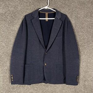 Eleventy Blazer Mens 44 Blue Jersey Unstructured Stretch Sport Coat Made Italy